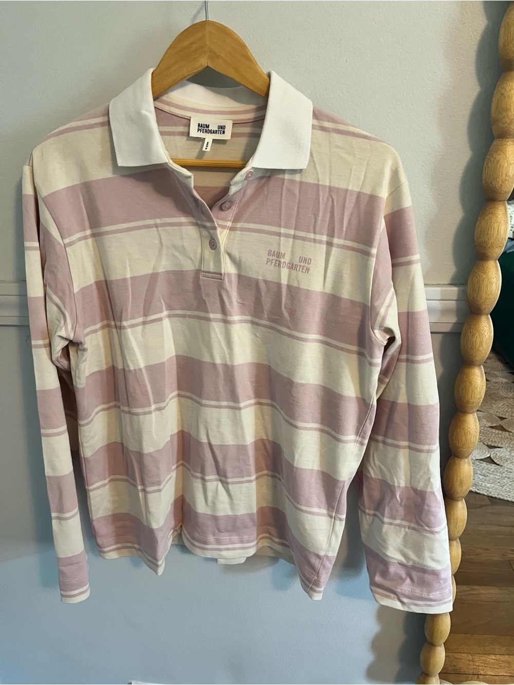 Women’s oversized Pink & Cream Striped Rugby Polo Baum Eud Pferdgarten xs